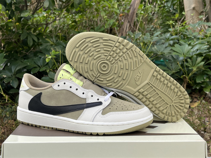 Authentic Travis Scott x Air Jordan 1 Low Golf “Olive” GS