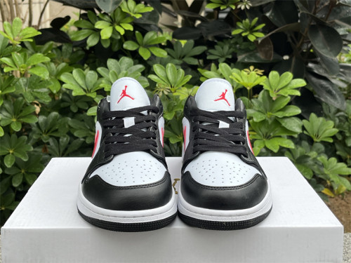 Authentic Air Jordan 1 Low White Black Red