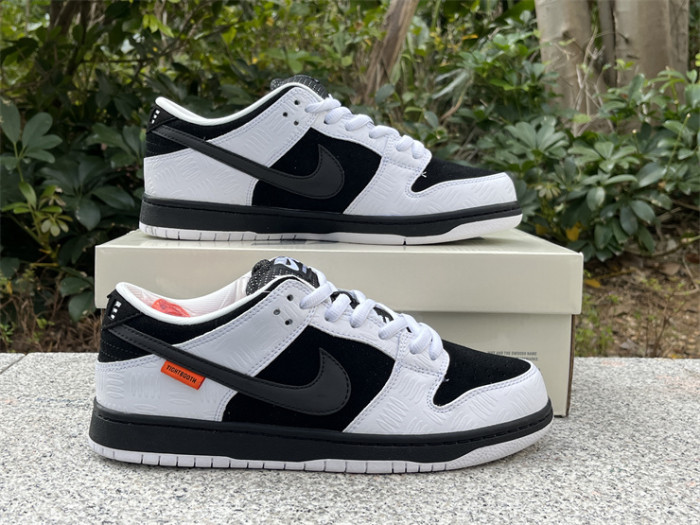 Authentic TIGHTBOOTH x Nike SB Dunk Low Pro Black and White