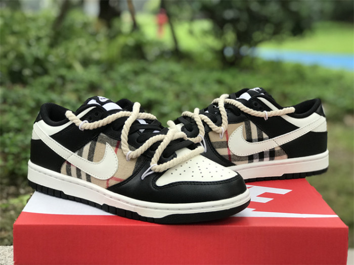 Authentic Nike Dunk Low Custom Black Burberry