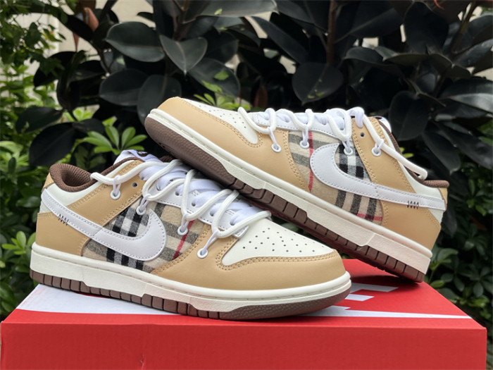 Authentic Nike Dunk Low Custom Brown Burberry