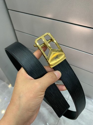 Super Perfect Quality LV Belts(100% Genuine Leather Steel Buckle)-4524