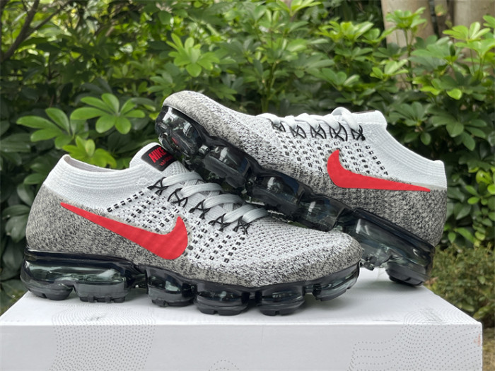 Authentic Nike Air VaporMax Platinum Red Black