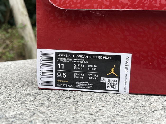 Authentic Air Jordan 3“Valentine's Day”