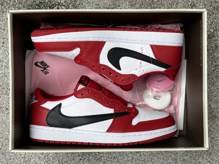 Authentic Travis Scott x Air Jordan 1 Low OG White Red