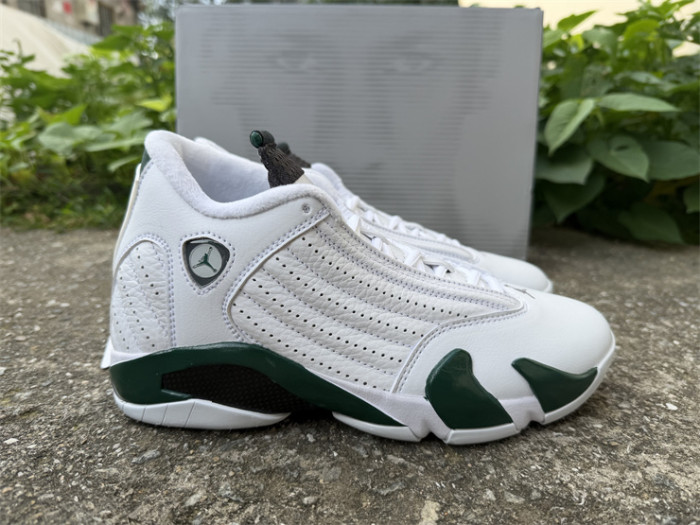 Authentic Air Jordan 14 Retro White Forest Green