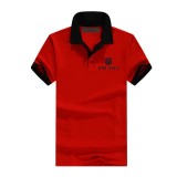 プラダプラダビジネスポロシャツメンズラペル半袖半袖Tシャツ通気ウィッチスタンドカラーポロシャツシャツ
