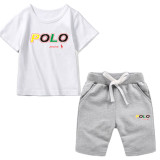 5,000円2セット ポロ子供服のセットカジュアルコットンTシャツの子供たちのショートスリーブショーツは、夏のファッションの子供服の男の子と女の子のスポーツトレンドを設定