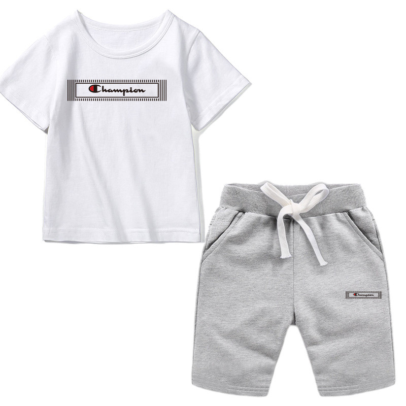 5,000円2セット 子供たちの服ファッション夏のスーツカジュアル子供服Tシャツコットン夏子供服スポーツショートスリーブショートパンツハンサムボーイズと女の子トレンディ