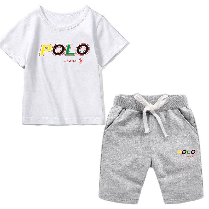 5,000円2セット ポロ子供服のセットカジュアルコットンTシャツの子供たちのショートスリーブショーツは、夏のファッションの子供服の男の子と女の子のスポーツトレンドを設定