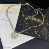 Chanelハートネックレスおしゃれネックレスレディースネックレス真鍮素材