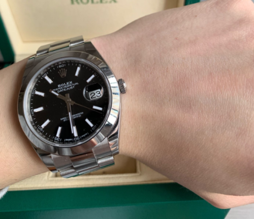 ロレックスm 126300-0011黒盤鋼帯機械式男性用腕時計