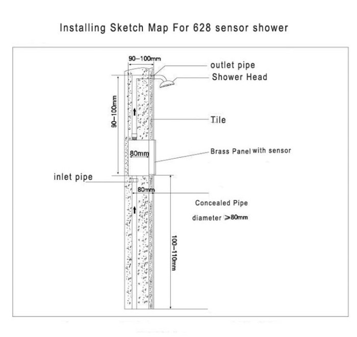 Concealed Infra-red Bath Shower Automatic Sensor Shower DT-628D