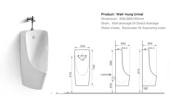 Hang Automatic Integrated Sensor Ceramic Urinal DT-615D