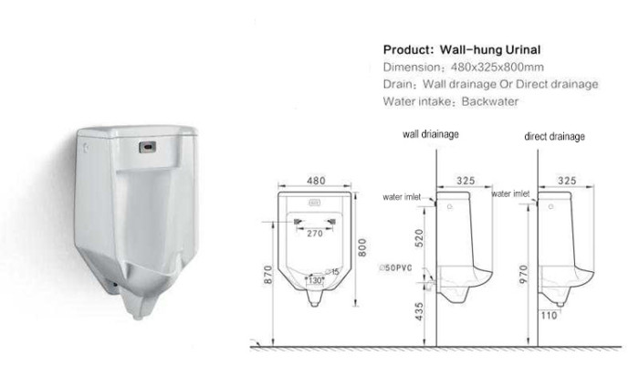 Hang Automatic Integrated Sensor Ceramic Urinal DT-605D