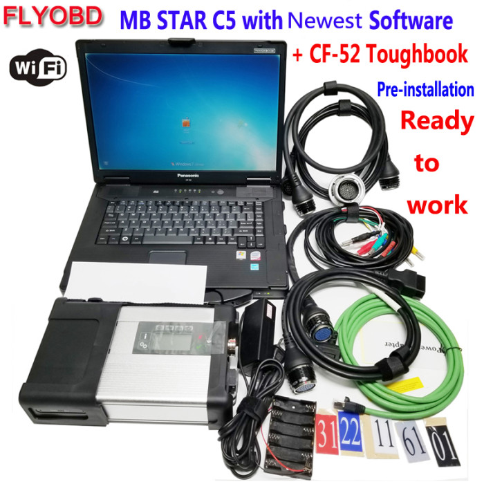 MB star C5 SD Connect 5 car diagnostics tool with Software 09/2021 install on Military CF52 Star Diagnosis PC ready to use
