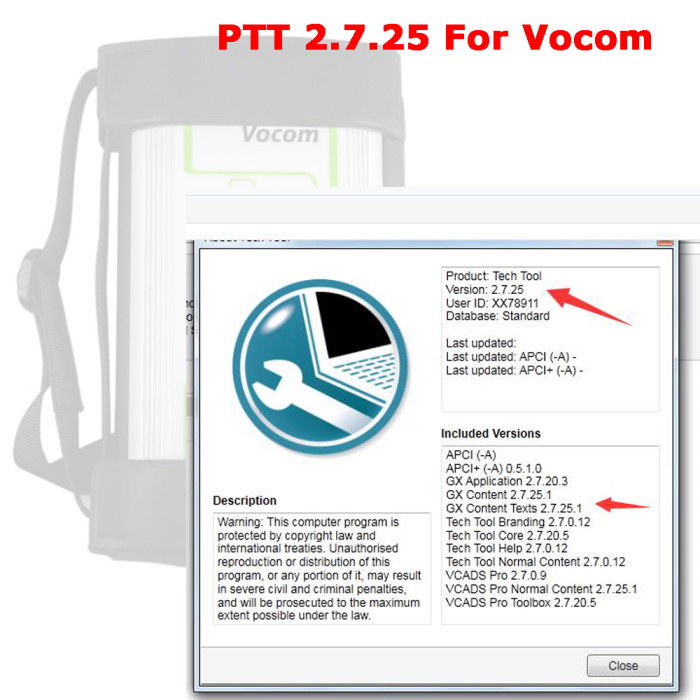 VOCOM trucks scanner Tech tool PTT 2.7.25 new vocom software in HDD for vl-vo Premium Tech-Tool ptt 2.7.25 ready installed