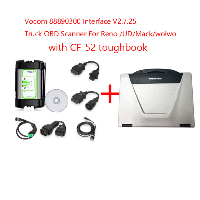 2022 Truck Diagnostic Tool Vocom 88890300 Interface V2.8 Truck OBD Scanner For Reno /UD/Mack/wolwo with CF-52 toughbook