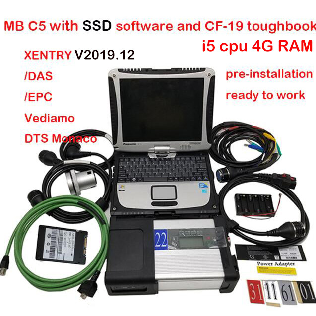 Car and Truck MB Star C5 Auto Diagnostic Tool with Software 2022-03 SSD and CF-19 i5 Toughbook full kit Ready to use