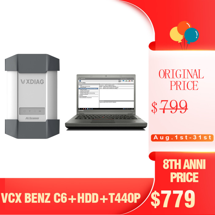 [8th Anni Sale] Vxdiag Benz C6 VCI Star C6 Diagnostic Tool Better than MB Star C4 C5 with 500GB 2022.06 Xentry Software HDD and Laptop T440P 8GB RAM