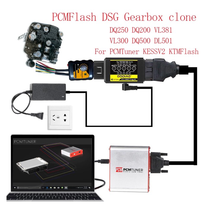 2022 Newest GODIAG GT105 ECU IMMO Kit Plus GT107 DSG Gearbox Data Read/Write Adapter for DQ250, DQ200, VL381, VL300, DQ500, DL501