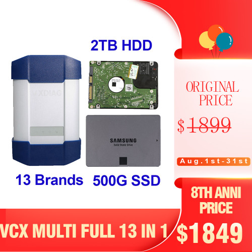 [8th Anni Sale] Complete Version VXDIAG VCX Multi DOIP Support 13 Car Brands incl JLR DOIP & PW3 with 2TB HDD & 500GB PW3 Software SSD