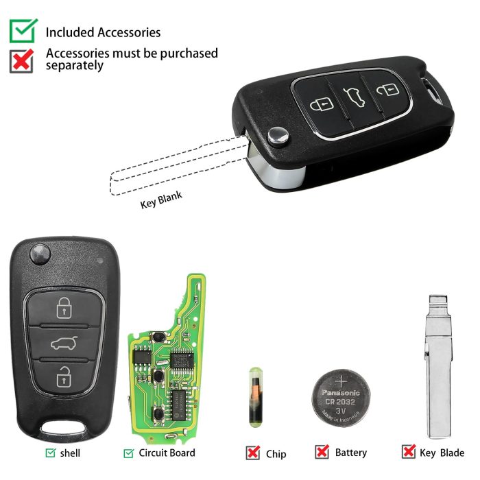 [EU Ship] Xhorse XNHY02EN Wireless Remote Key Hyundai Flip 3 Buttons English 10pcs/lot