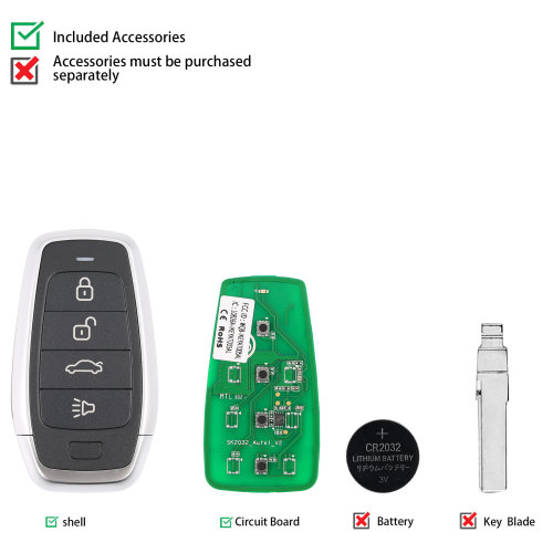 [Pre-order] AUTEL IKEYAT004CL 4 Buttons Independent Universal Smart Key 5pcs/lot