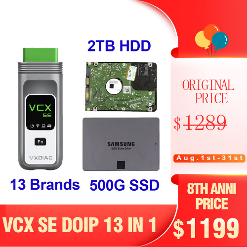 [8th Anni Sale] Complete Version VXDIAG VCX SE DOIP Support 13 Car Brands incl JLR DOIP & PW3 with 2TB HDD & 500GB PW3 Software SSD