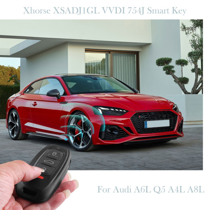 [Newest Version] Xhorse XSADJ1GL VVDI 754J Smart Key for Audi 315/433/868MHZ A6L Q5 A4L A8L with Key Shell