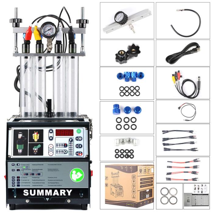 [US Ship] Summary PowerJet Pro 240 Injector Cleaner & Tester Machine Kit 4-Cylinder Support for 110V/220V Petrol Vehicles Motorcycle