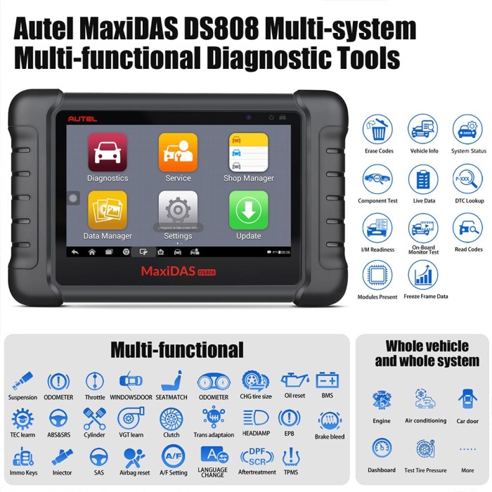 [On Sale] Original Autel MaxiDAS DS808K Tablet Diagnostic Tool Full Set Support Injector Coding & Key Coding