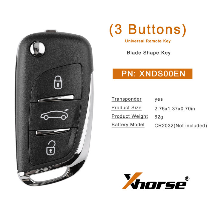[EU Ship] Xhorse DS Style Wireless Universal Remote Key 3 Buttons XN002 for VVDI Key Tool 5pcs/lot
