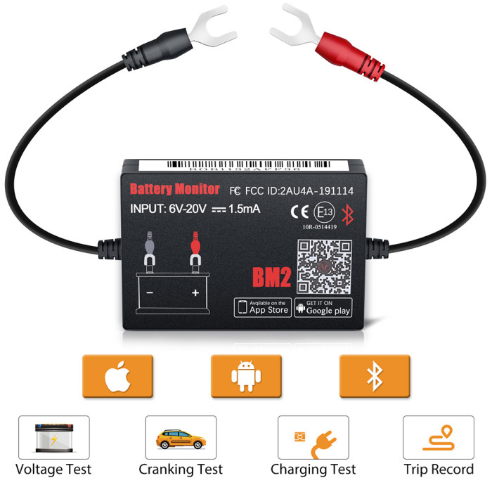 [US Ship] QUICKLYNKS Battery Monitor BM2​​ Bluetooth 4.0 Device Car 12V Battery Tester