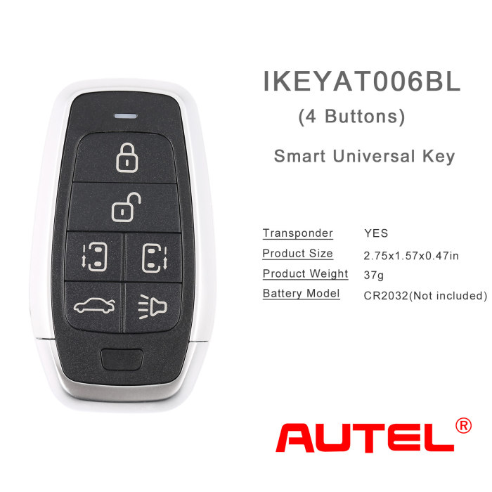 [In Stock] AUTEL IKEYAT006BL 6 Buttons Independent Universal Smart Key 5pcs/lot