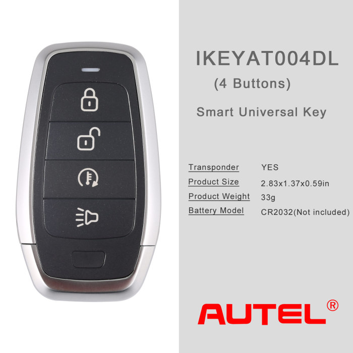 [In Stock] AUTEL IKEYAT004DL 4 Buttons Independent Universal Smart Key 5pcs/lot