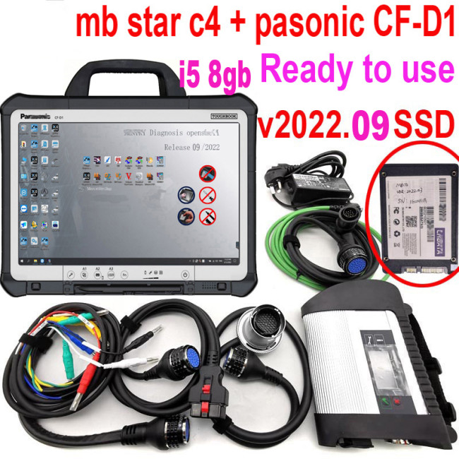 mb star C4 truck car diagnostic scan tool  Software SSD Multiplexer with 13.3inch laptop