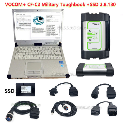 Heavy Duty Diagnosis Vocom II 88890300 with Software PTT2.8.15 + CF-C2 Truck excavator Diagnostic Tool