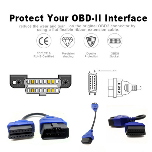 OBD 16pin Extension Cable OBD2 OBD Diagnostic Adapter For Car Diagnostic Tool