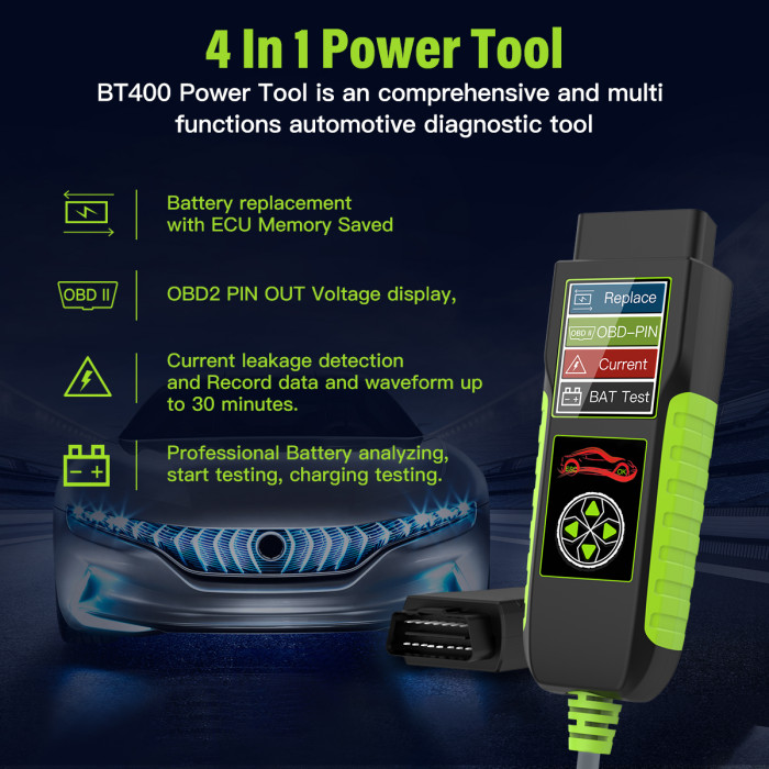BT400 4-in-1 Multi-function Car Truck Circuit Tester Battery Analyzer OBD2 Voltage Diagnostic Tools