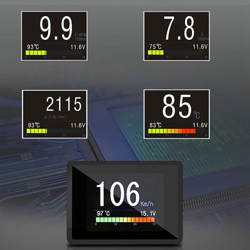 ALicar A203 OBD2 Car Trip Computer Multi-function On-board Display HUD Speed Fuel Consumption Gauge