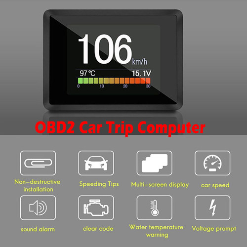 ALicar A203 OBD2 Car Trip Computer Multi-function On-board Display HUD Speed Fuel Consumption Gauge