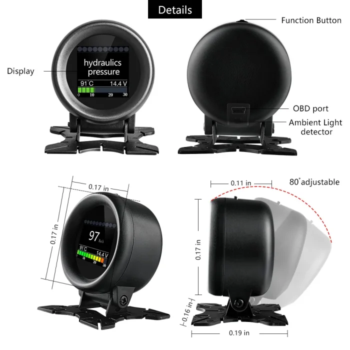 ALicar A205 Car OBD2 Multi-Function Meter onboard computer Head Up Display Speed Fuel Consumption