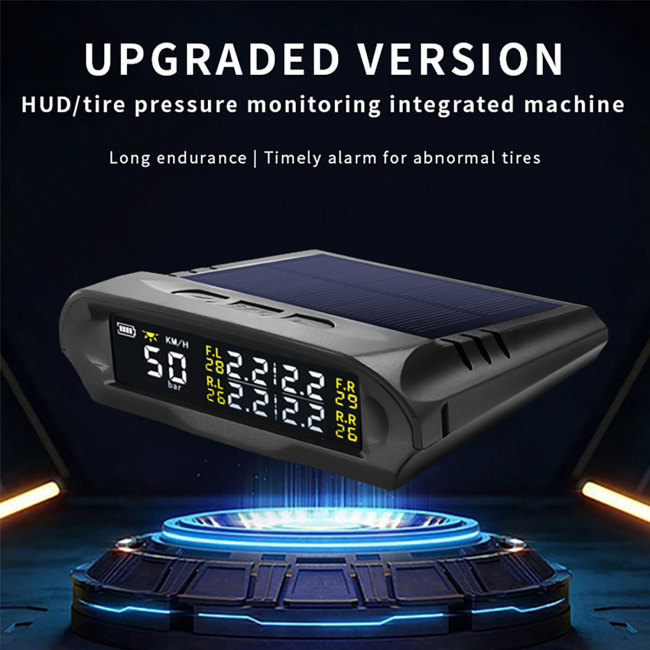 ALicar X1 Solar Powered TPMS Tyre Pressure Monitoring System Car HUD Speed Alarm