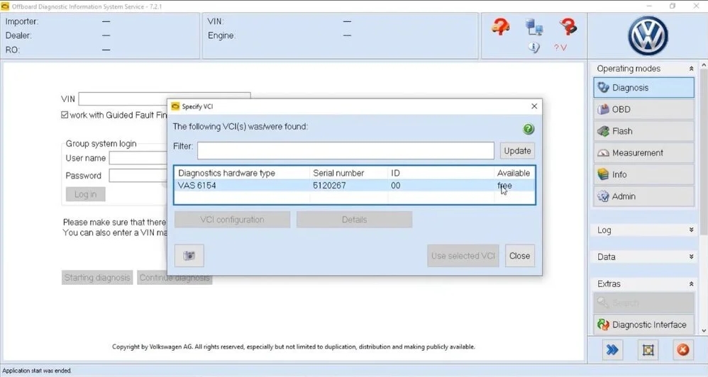 VAG diagnostic software odis 7.21