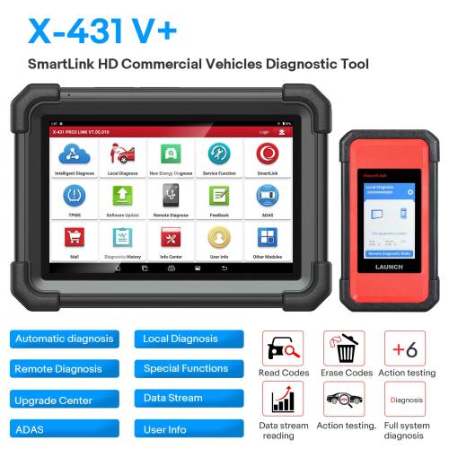 2024 Launch X431 V+ SmartLink HD Heavy Duty Truck Diagnostic Tool for 12V 24V Trucks