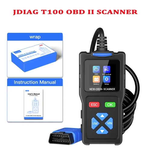 JDiag T100 OBD2 Scanner Professional Auto Diagnostic Troubleshooting Tool For Code Reader