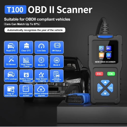 JDiag T100 OBD2 Scanner Professional Auto Diagnostic Troubleshooting Tool For Code Reader