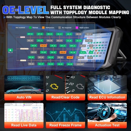 XTOOL D9S D9 Automotive Diagnostic Tool ECU Coding Topology Map Key Programming  Bi-Directional Tool