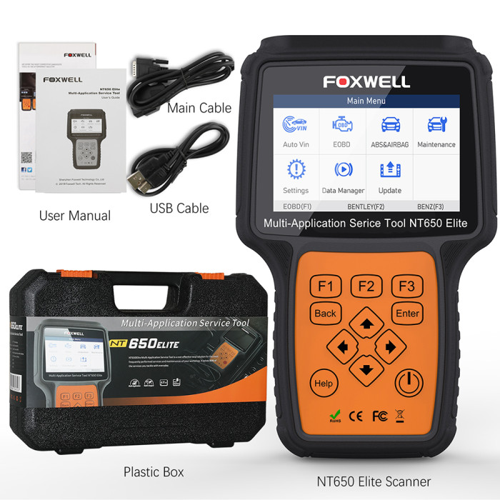 FOXWELL NT650 Elite OBD2 Automotive Scanner SAS A/F OIL EPB BRT TPS 26+ Reset Professional Auto Car Diagnostic Tool OBD2 Scanner